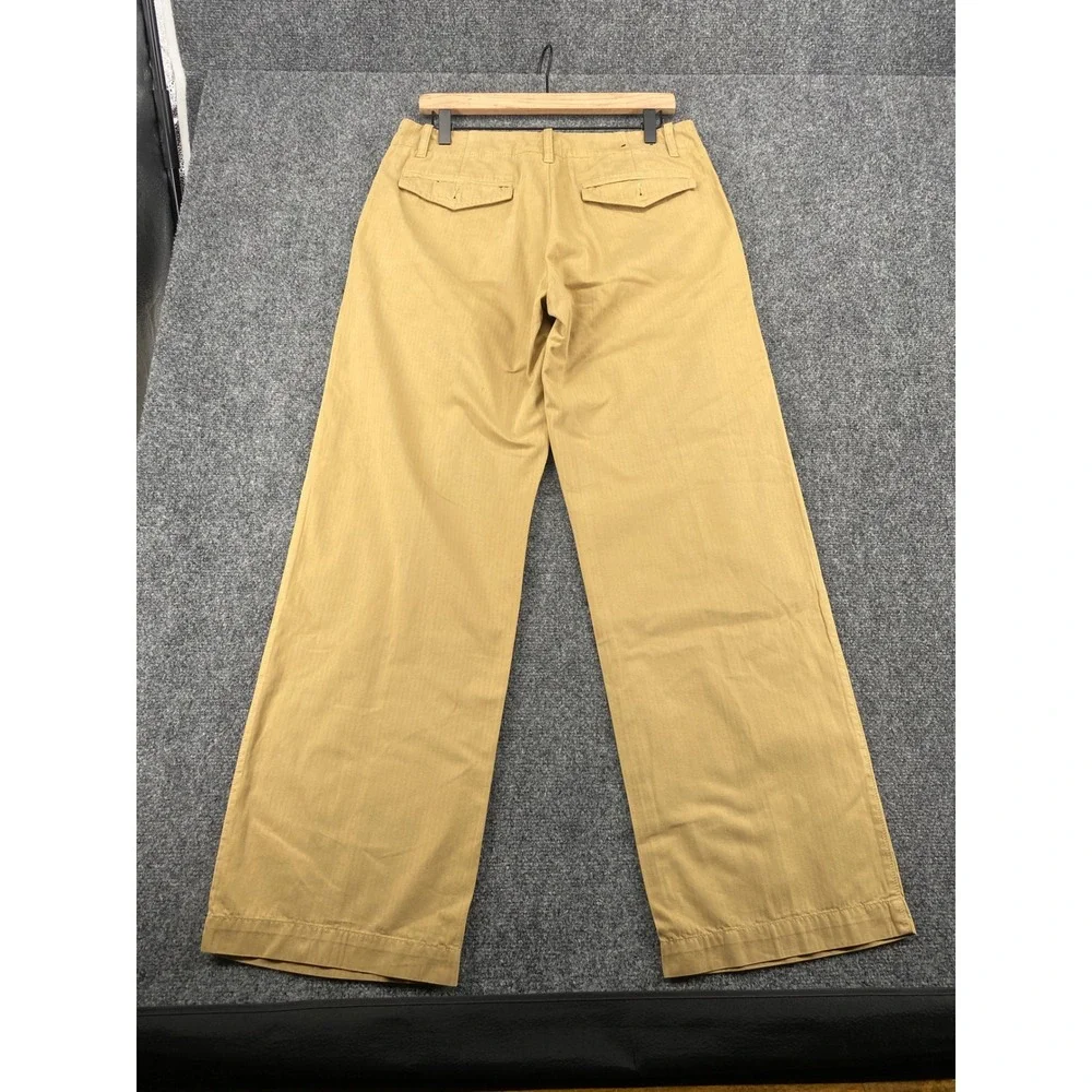 Banana Republic Relaxed Fit Chinos Men 32x32 Khaki Tan Garment Dye Wide Leg Pant